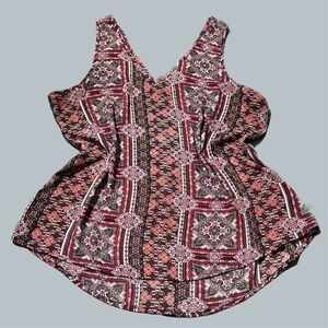 pink rose XL Women’s Patterned Blouse v neck tank top polyester